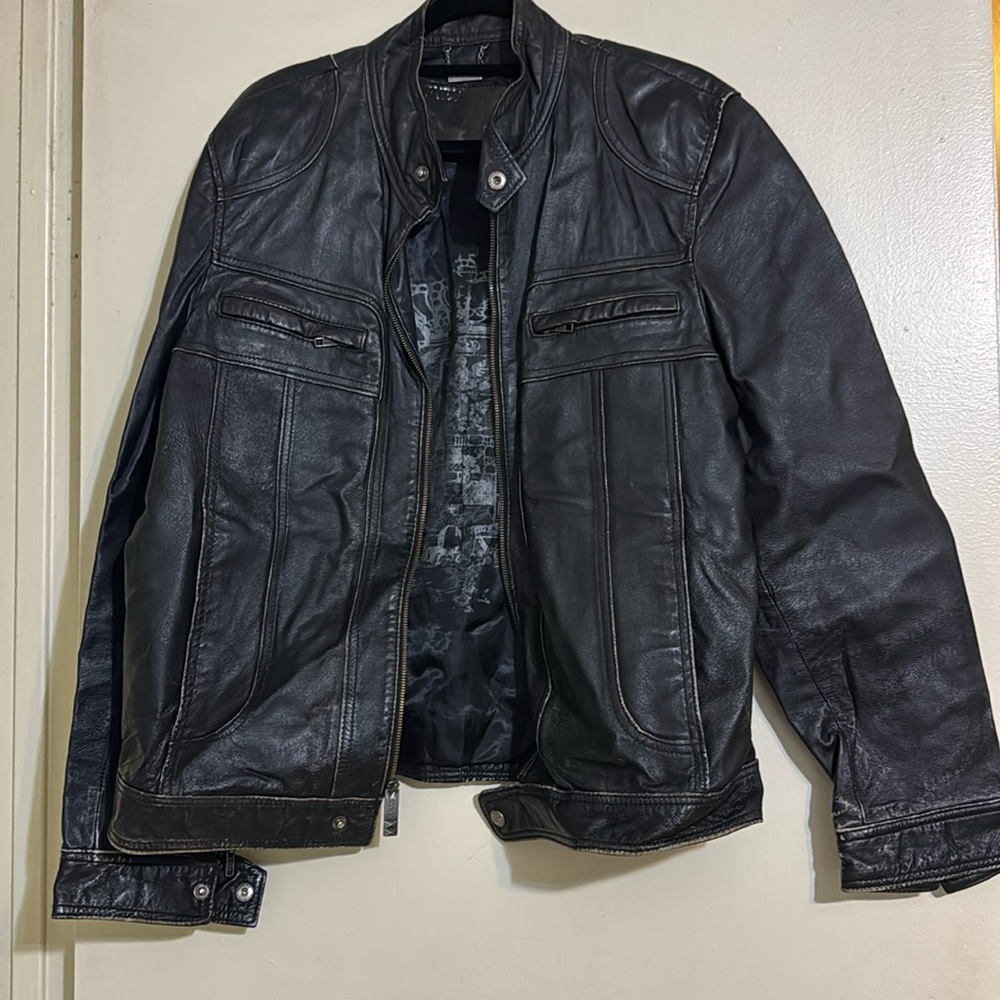 Guess distressed leather jacket